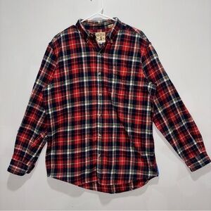 RED HEAD BRAND CO. Men's Long Sleeve Button Up Flannel Shirt Sz L 100% Cotton